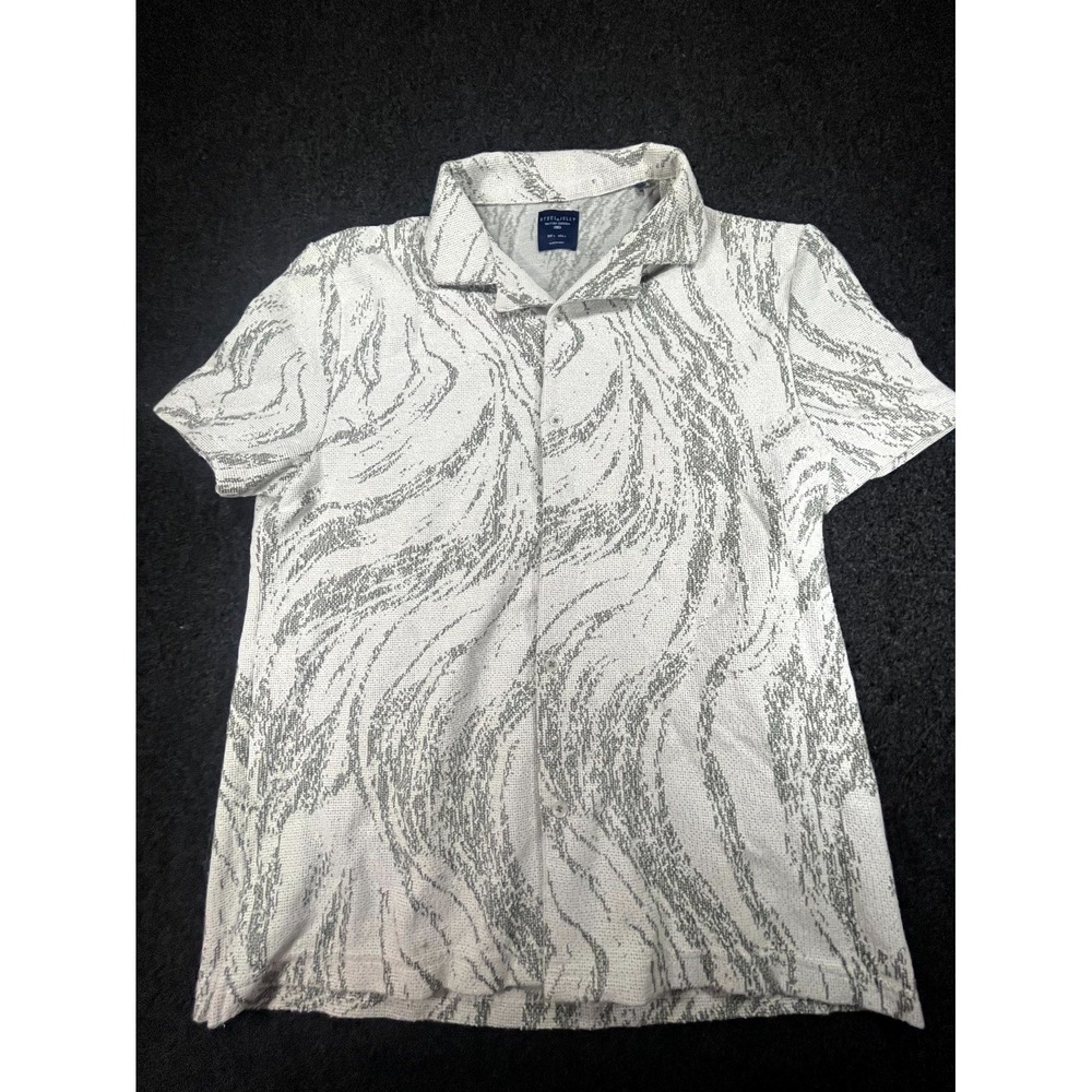 Steel & Jelly Shirt Men Large White Gray Abstract Marbled Short Sleeve Button Up